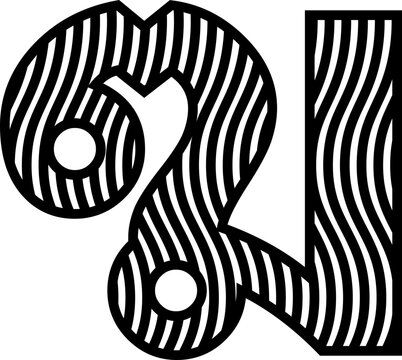 Wave line Thai font vector shape