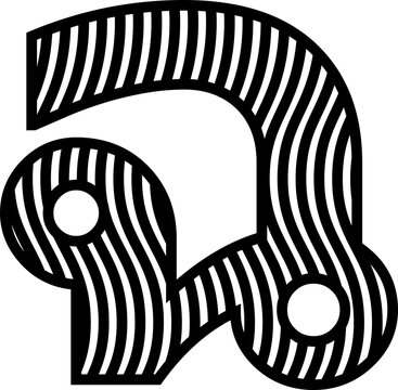 Wave line Thai font vector shape