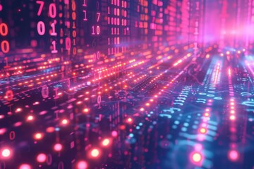 Digital Binary Technology Background created with Generative AI
