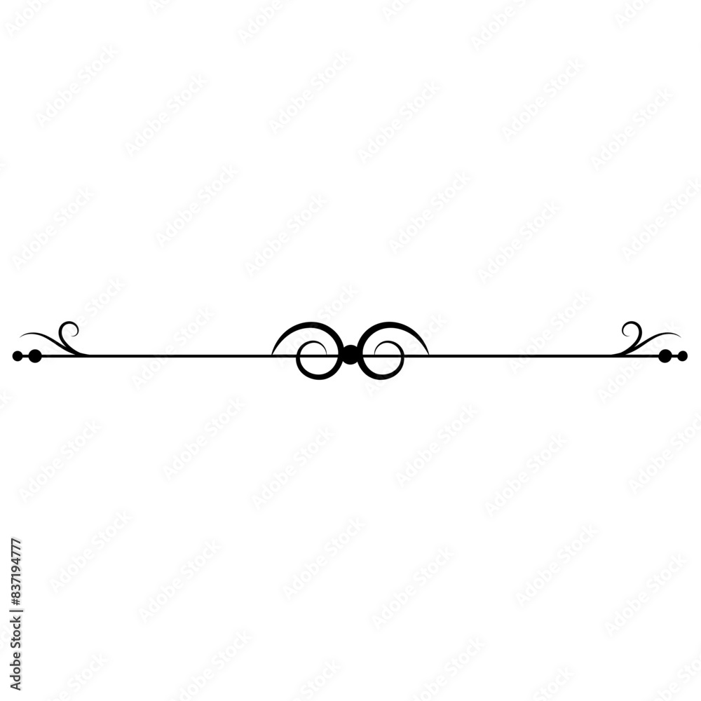 Vintage swirl decorative divider line. Flourish text separator in ...