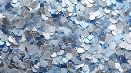 Poster - Abstract shiny background with blue glitter waves. Scattered confetti sparkles with light blue color.