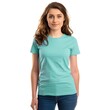 © Vladyslav  Andrukhiv - Aqua t-shirt with a round neckline, solid color, white background