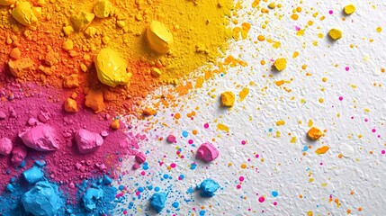 Canvas Print - Colorful powder splattered on a pristine white wall