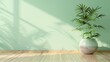 © Chuemon - fresh background with a pale mint green wall and light bamboo flooring for a natural, calming effect.