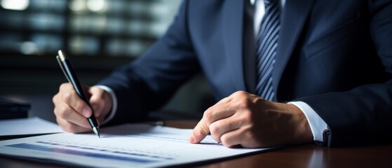 Businessman signing documents on future investment