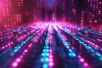 Digital Binary Technology Background created with Generative AI