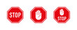 © Rainer Jagmann - Red stop sign. White text and hand symbol on red traffic sign. Vector illustration.