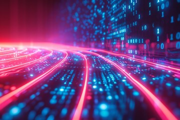 Digital Binary Technology Background created with Generative AI
