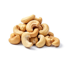 Wall Mural - Pile of delicious brown Cashew nuts isolated on white background. 