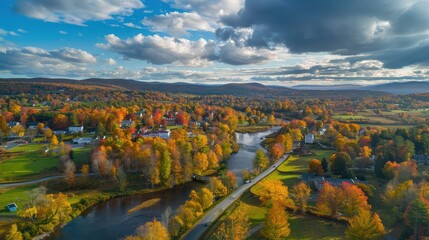 Wall Mural - Aerial view of road in mountains in autumn time.