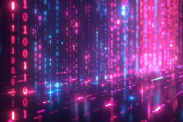 Digital Binary Technology Background created with Generative AI