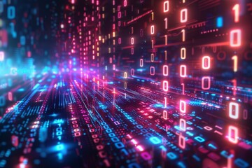 Digital Binary Technology Background created with Generative AI