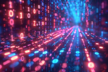 Digital Binary Technology Background created with Generative AI
