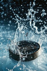 Poster - A shiny coin drops into a pool of calm water, creating ripples and waves