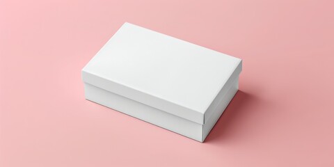 Aufkleber - A white box sits on top of a pink surface, with no additional context