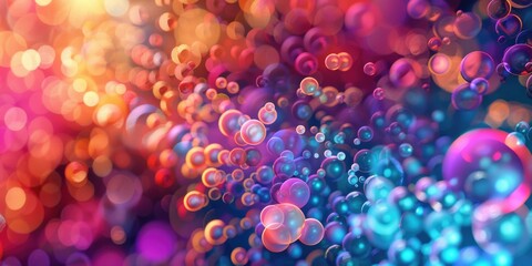 Poster - A cluster of bubbles suspended in mid-air, with soft focus and blurred background