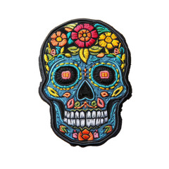 mexican day of the dead colorful skull embroidered patch