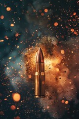 Poster - A close-up image of a bullet on a dark background, suitable for use in illustrations or designs where a detailed representation of a small object is needed