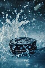 Poster - A close-up shot of a tire submerged in water, suitable for use in illustrations about environmental pollution or aquatic life