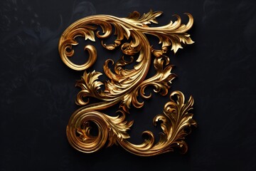 Poster - A stylized gold letter 'E' on a black background