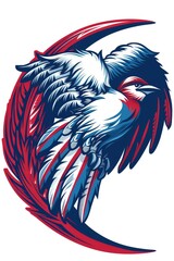 Poster - A majestic bird soars through the sky, its wings outstretched