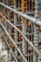Poster - A close-up view of a group of metal rods with various textures and finishes