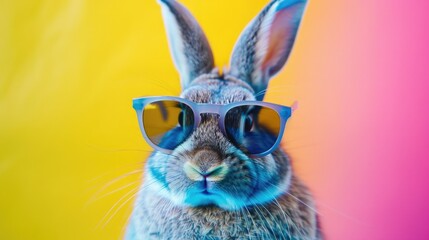 Poster - A rabbit wearing trendy shades, perfect for outdoor use or as a fun addition to your editorial content