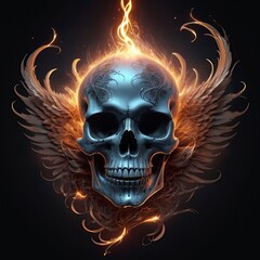 Free Photo New 3D Skull fire and smoke for tattoo or background design