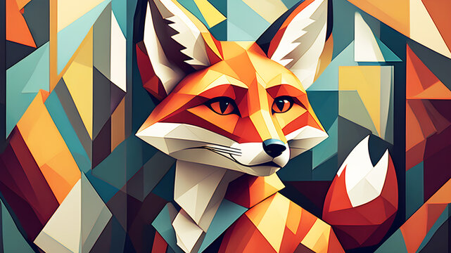 Graphic portrait of a fox