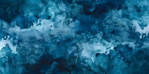 Wall Mural - abstract teal watercolor background with dark blue stormy clouds ai generative