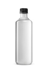 Sticker - Plastic bottle of soda without label with black cap isolated. Transparent PNG image.