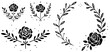 © Split - decorated plant twigs, bay leaves wreaths, black ornamental vector for laser cutting and engraving