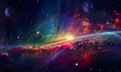 Colorful Galaxy in Outer Space