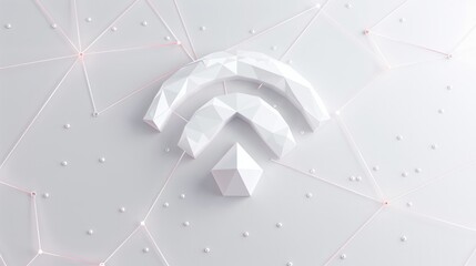 Wall Mural - Wireless wi-fi symbol abstract origami 3d illustration. Polygonal Vector business concept of connection, internet. Low poly wireframe, geometry triangle, lines, dots, polygons on white background