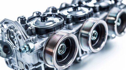 An image of a car radiator, a spare part, is isolated on a white background.