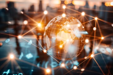 Poster - Global business networking. data exchange, hr recruitment, customer service, teamwork