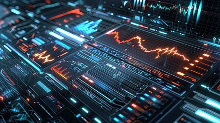 Futuristic trade patterns with holographic elements