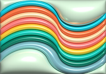 Aufkleber - Various volumetric figures with a smooth shiny surface, 3D rendering illustration