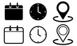 © Ilhamdh - Date, time, location icon in flat style. Event message vector illustration on isolated background. Information sign business concept.
