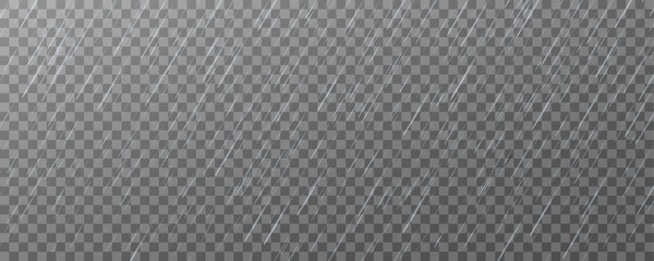 raindrops on transparent background. storm with rain and white cloud isolated on transparent backgro