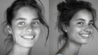 © ismel leal - Retrato en blanco y negro de la bellezas y los cuidados femeninos, sonrisa perfecta y piel saludable.