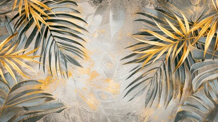 golden palm leaves wallpaper