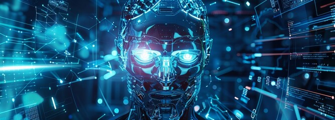 Poster - Technology based on artificial intelligence, Artificial intelligence technology, Machine learning, Data exchange, Deep learning, Industry 4.0, Businesses adopt the latest policies, technologies, and
