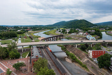 Wall Mural - Aerial View of the C and O Canal Trail and the Potomac River in Cumberland Maryland