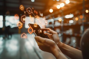 Poster - Using augmented reality technology in warehouse management, packages are identified while being picked and delivered. This is the future of supply chain management and logistics.