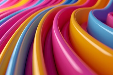 Wall Mural - A colorful, rainbow-colored line with a curved, wavy pattern