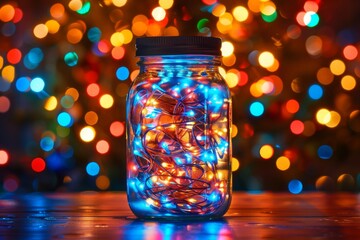 Wall Mural - Lights lit in jar