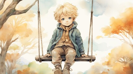 Canvas Print - child on a swing