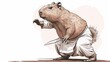© Digital Design - Capybaras stand upright on their hind legs in traditional karate fighting poses.