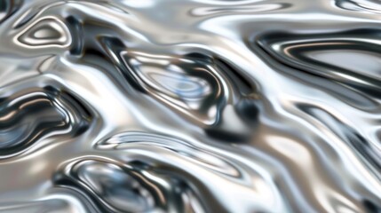 Wall Mural - A silver fabric with a wave pattern. The fabric is shiny and reflective